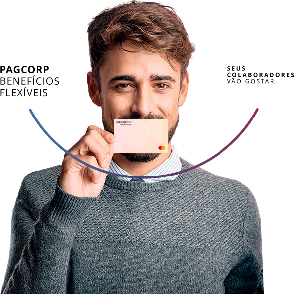 Smiling employee holding their personalized PagCorp Benefits card.